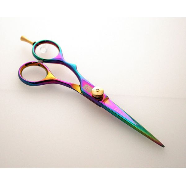 Left Handed Hair Scissors/Hairdressing Left Hand Scissors, Rainbow - 5.5 inch (Rainbow)