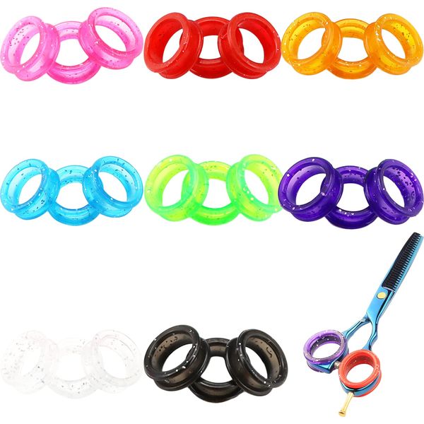 minkissy 16pcs Scissors Finger Rings, Silicone Pet Grooming Scissors Rings Dog Grooming Shears Finger Rings Relieve Finger Fatigue (No Scissor)