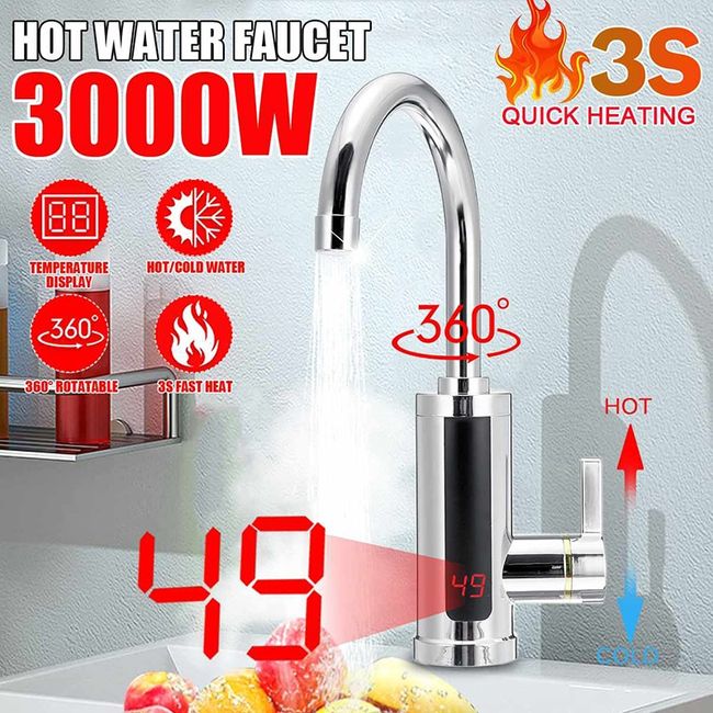 3000W Electric Tankless Instant Hot Water Heater Under Sink Tap Bathroom  Kitchen