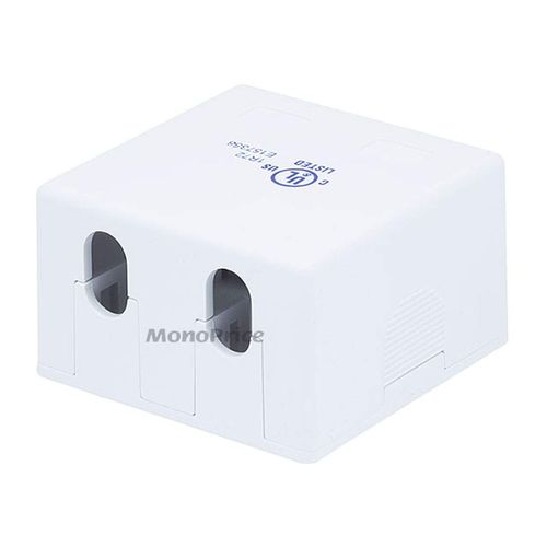 Monoprice Keystone Jack Surface Mount Box - UL Listed, 2-Port, Jacks Not Included, TAA, No Logo, White