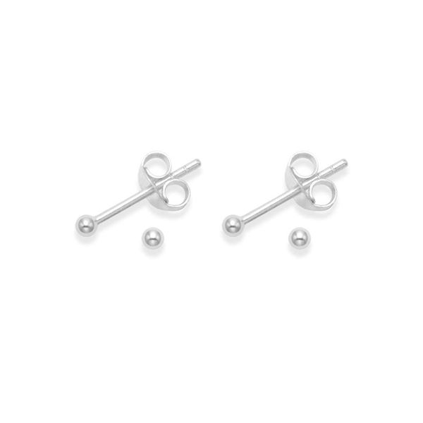 Heather Needham 2 PAIRS Sterling Silver TINY 2mm ball studs - Size: 2mm. Gift Boxed Silver Ball studs.5180x2