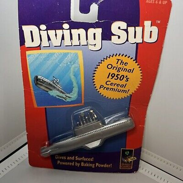 Diving Sub Toy Powered by Baking Powder Bath Tub Pool Submarine Gray Damert 1998