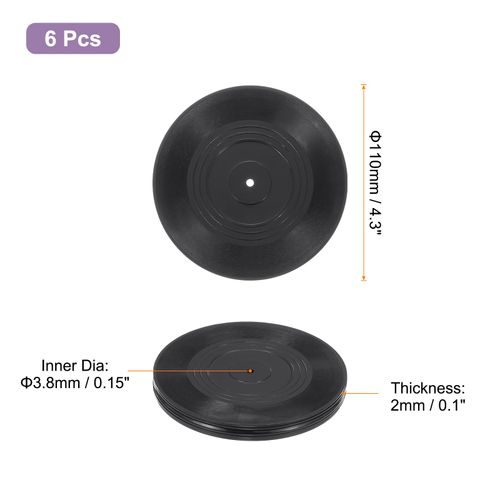 UXcell 6-Pack Blank Fake Records - 4.3 Inch PVC Plain Faux Vinyl for Retro Home Studio Wall Decor
