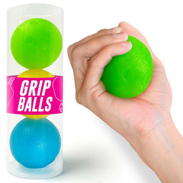 DinkersClub Pickleball Grip Strengthening Balls, Hand Exerciser Balls for Physical Therapy, Hand Squeezers for Strength, Stress Balls for Wrist and Hand Therapy, Grip and Forearm Strengthener (3 Pack)