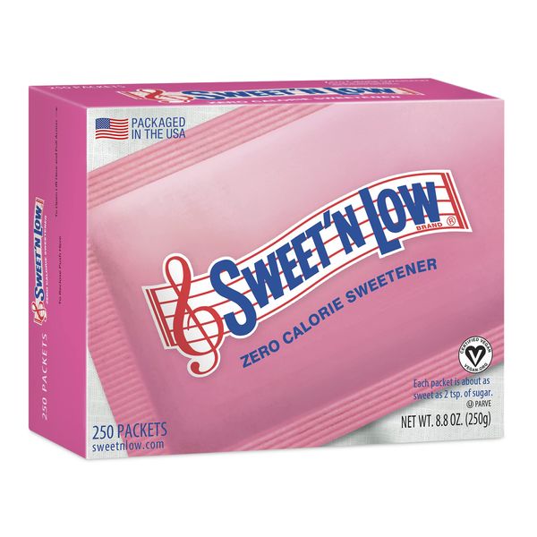 Sweet’N Low Zero-Calorie Sweetener | Contains Saccharin, Sugar Substitute, Keto, Vegan, Gluten-Free | Great for Cooking, Baking, Coffee, Tea, Hot/Cold Beverages | 250 Packets (1 Pack)