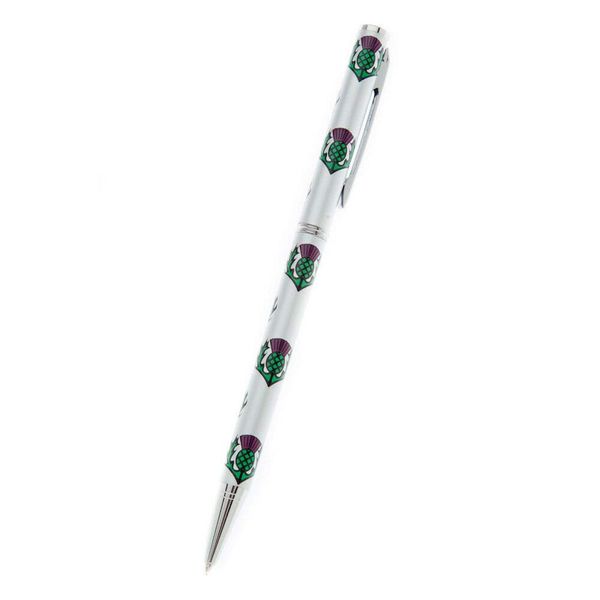 Sea Gems Ballpoint Pen Silver Plated Celtic Thistle Black Ink Boxed