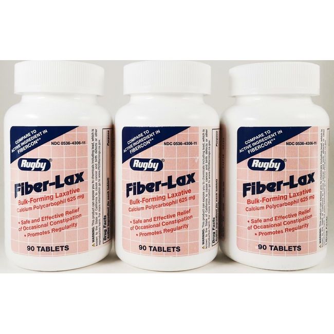 Rugby Fiber-Lax Constipation Relief 625mg total 270 tablets -EXP:10/2025