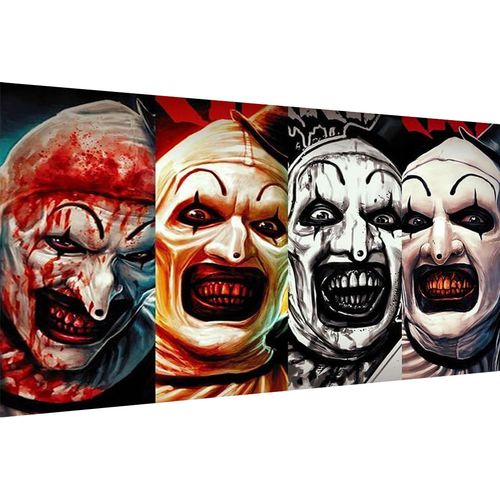 MBNTJHT Halloween Large Diamond Art Kits for Adults Beginner,Horror Clown 5D Full Round Drill Diamond Painting Kits for Adult, Large DIY Gem Art Painting Kit for Holiday Gifts 16x28 lnch.
