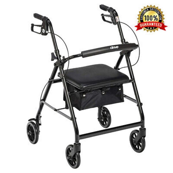 Foldable Rollator Walker with Seat Indoor Outdoor Walkers Health Safe Durable