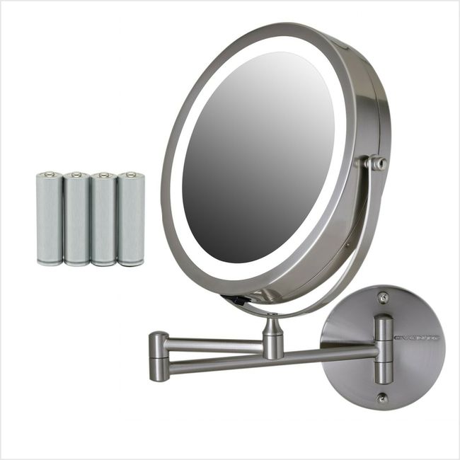 Ovente Wall Mounted Mirror 7 Inch 10X Nickel Brushed MFW70BR1X10X