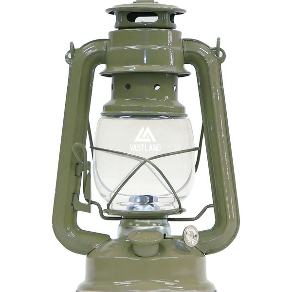 VASTLAND Lantern, Oil Lantern, Medium, Olive, Camping, Outdoor Equipment, Includes Replacement Wick