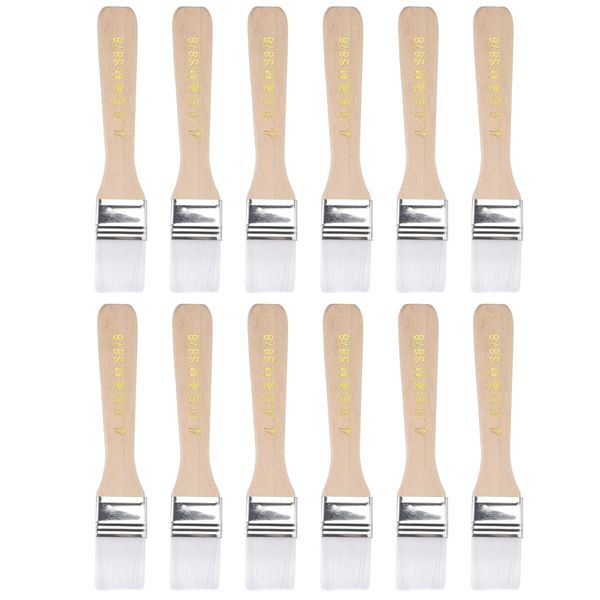 uxcell Paint Brushes Soft Nylon Bristles with Wood Handle for Walls Cabinets Fence White Bristle Width 1.0 inches (25 mm) Total Length 12 Pieces