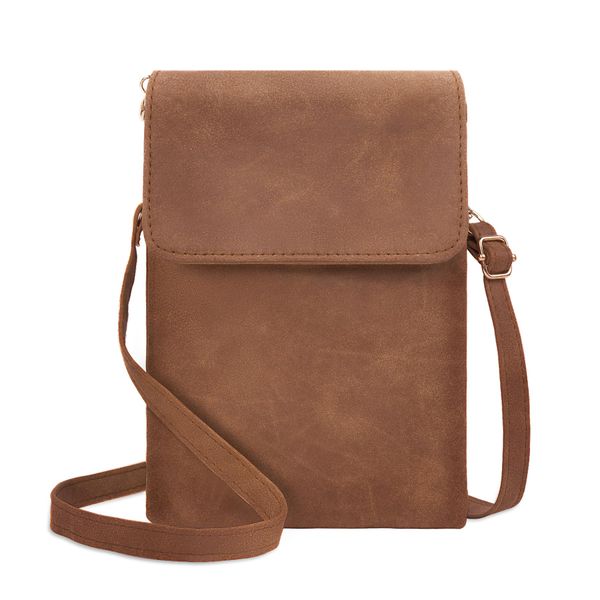 Toptime Handytasche zum Umhängen Damen, Wildleder Umhängetasche Klein mit Verstellbarem Schultergurt, Multifunktionale Crossbody Bag Vintage Braun Kleine Tasche Damen für Dating, Shopping, Reisen