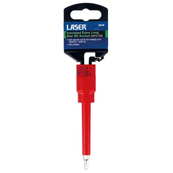 Laser 8918 Insulated Extra Long Star Bit Socket 3/8" D T20
