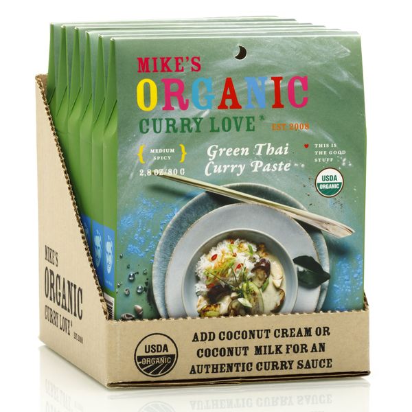 Organic Green Thai Curry Paste - Vegan, Authentic, Sugar-Free, Keto-Friendly, Made in Thailand | 6 Packs of 2.8 oz Pouches