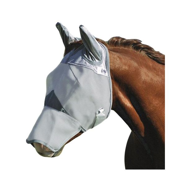 Cashel Crusader Horse Fly Mask with Long Nose and Ears, Grey, Warmblood