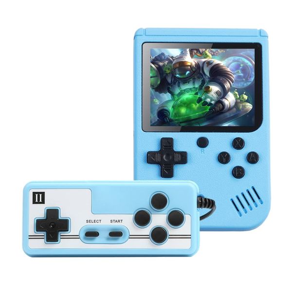 CZT Macaron Retro Video Game Console Double Player Handheld Game Console Built-in 800 Games AV Out Electronic Game Device Children's Portable Game Console (Blue)