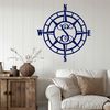 Nautical Compass Rose Metal Wall Art with Monogram Letter
