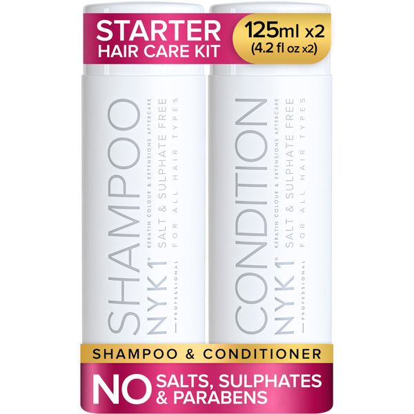 NYK1 Sulphate Free Hair Shampoo And Conditioner (Starter Set - 125ml x2) Sulfate Free Shampoo And Conditioner Sets For Extensions, Colour And Keratin Treatment - Sulphate Free Shampoo And Conditioner