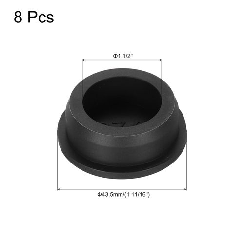 MECCANIXITY 8pcs Plastic Hole Plugs, 43.5mm(1 1/2 Inch) Black Screw Caps Cover Snap in Locking Round Button Top Shelf Plugs for Cabinet Cupboard Bookcase License Plate Furniture