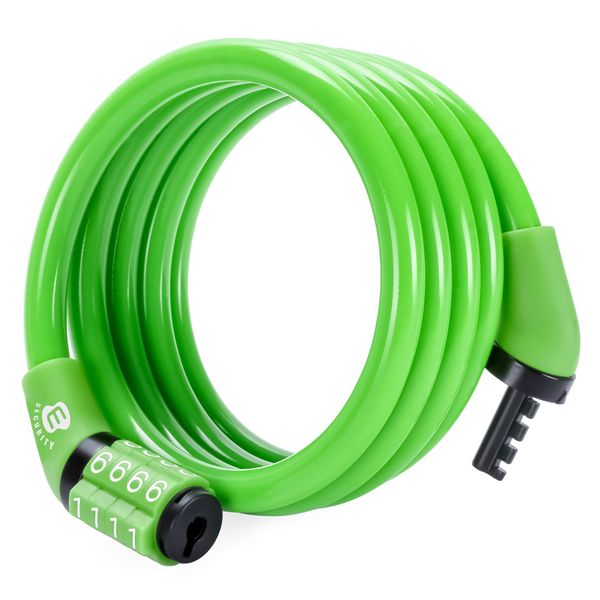 Etronic Security Multi-Purpose Self Coiling Cable Lock, 4-Feet x 5/16-Inch - Green