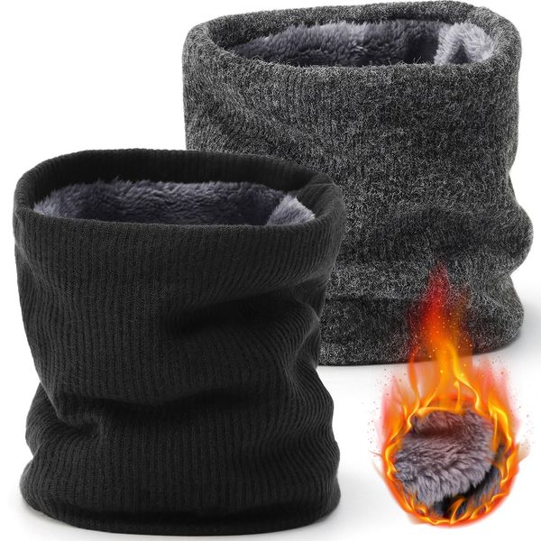 BARFULKER Winter Halsschlauch Herren Damen Ski Halswärmer Halstuch Gesichtsschal Fleece Schal Schlauchtuch Gamaschenmaske Winddichte Kreisschlaufenschals Loopschal Schwarz Dunkelgrau