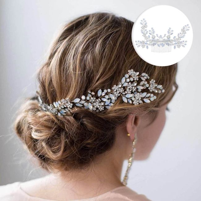 Haarschmuck Blumen，Blumen Haarschmuck ，Silberhochzeit Kristall Haar Reben,Haarschmuck Braut Kristall Blume Blatt Kopfschmuck Hochzeit Haarschmuck FüR Die Braut