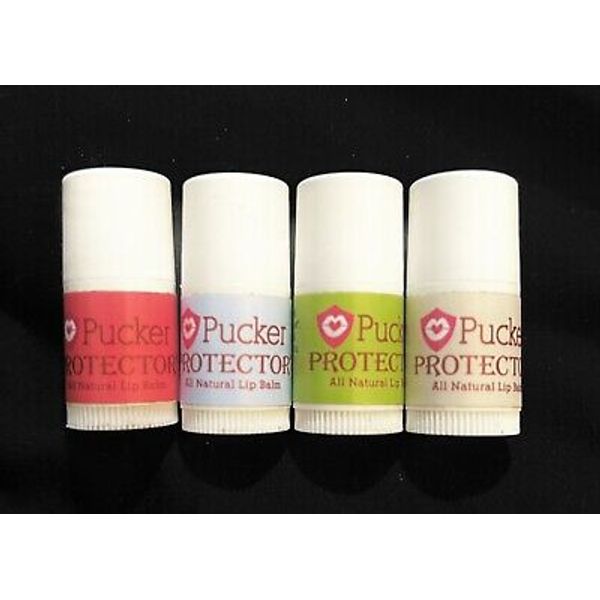 Pucker Protector Mini Lip Balm   4 Pack All Natural Tiny Super Cute Free Ship