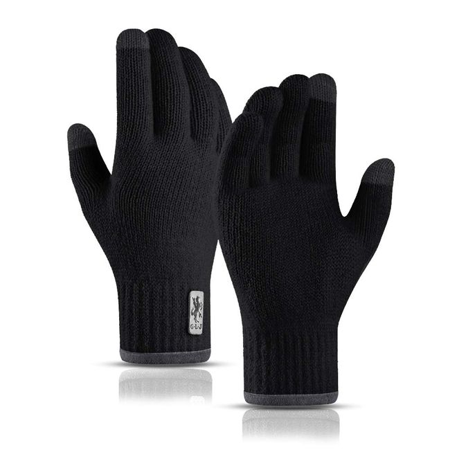 JUNRUI Winter Handschuhe Touchscreen Warme Thermohandschuhe Camping Wandern Laufen Fahren für Herren und Damen (Schwarz)