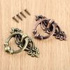 Yetaha Drawer Ring Pull Handles, 10PCS Antique Ring Pull Handle Retro Drawer knobs with Exquisite Pattern for Kitchen Cupboard Furniture 65x46mm, Antique Bronze