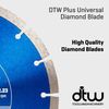 DTW Plus Universal Diamond Blade - General Purpose Blade For Light Concrete, Concrete Block, Brick, Medium Sandstone & More