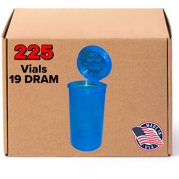225 Translucent Blue - 19 DRAM Pop Top Bottle - Smell Proof Containers