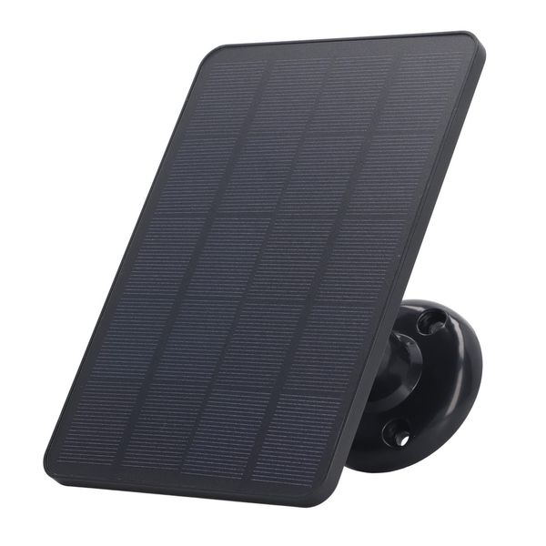 Fockety Solar Panel for Security Camera, 10W 5V Micro USB Camera Solar Panel with 360°Adjustable Mounting, Waterproof Continuous Power Supply for Rechargeable Battery Security Camera (Black)