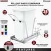 Pullout Trash Can Under Kitchen Cabinets 35Qt Waste Recycling Bin Easy Install