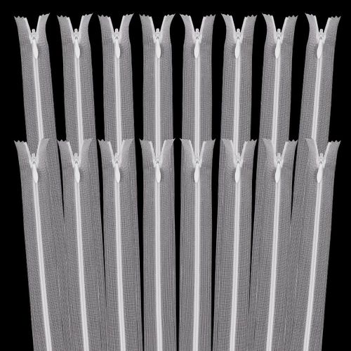 FINGERINSPIRE 16 Pcs Transparent Invisible Zippers 13.18inch Long White Translucent Nylon Zippers Clear Zippers for Sewing Plastic Zipper Lifting Rings for Sewing Bags Garment Accessories