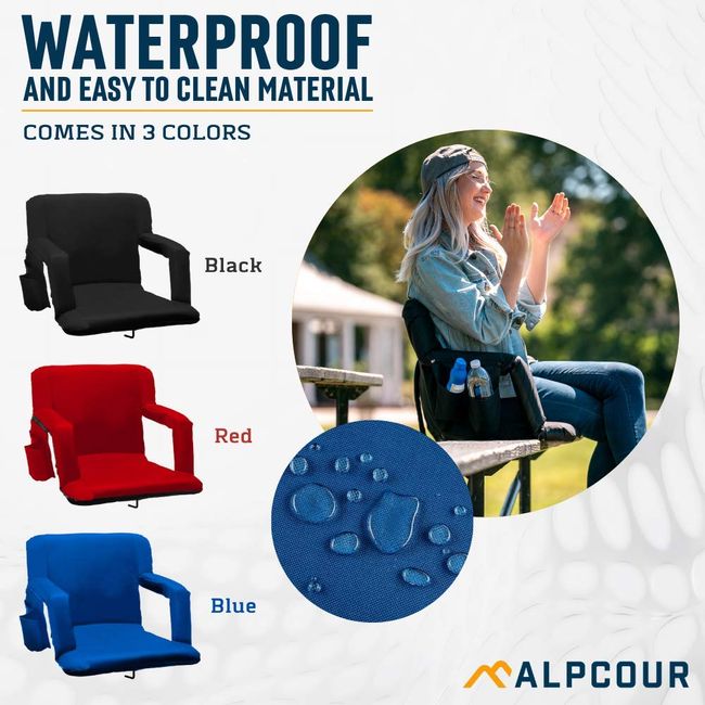 3 Colors Stadium Seat for Bleachers w/Back Cushion Portable Bleacher Chair