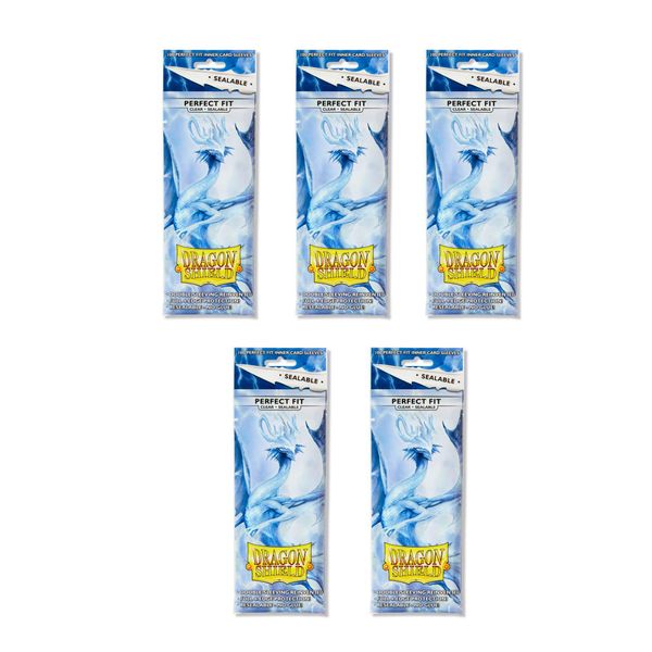 Dragon Shield 100 Standard Size Clear Resealable Sleeves (5 Packs)