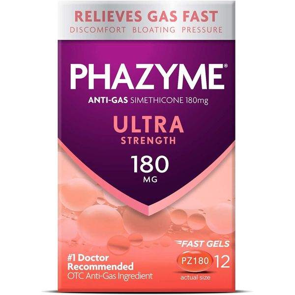 Phazyme Ultra Strength Gas & Bloating Relief | Works in Minutes | 12 Fast Gels | Pack of 2