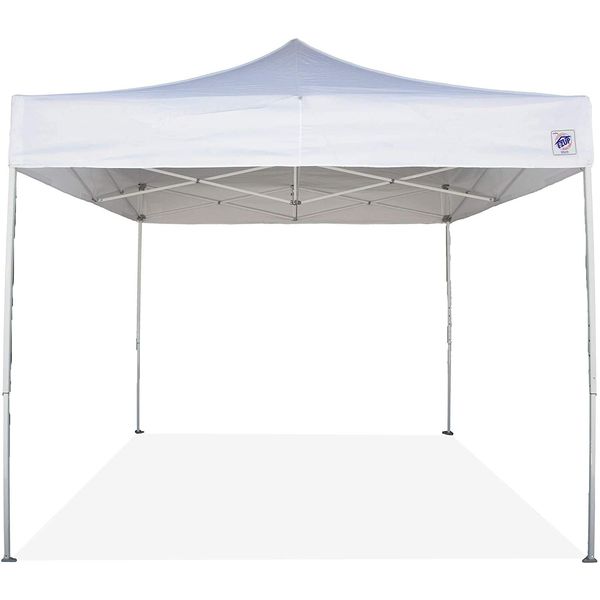 E-Z UP EVWH10WHVP Canopy, Straight Leg 10' x 10' with 4 Walls and Rolling Storage Bag, White Event Shelter