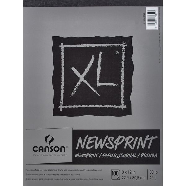 Canson XL Series Newsprint Paper, Foldover Pad, 9x12 inches, 100 Sheets (30lb/49g) - Artist Paper for Adults and Students