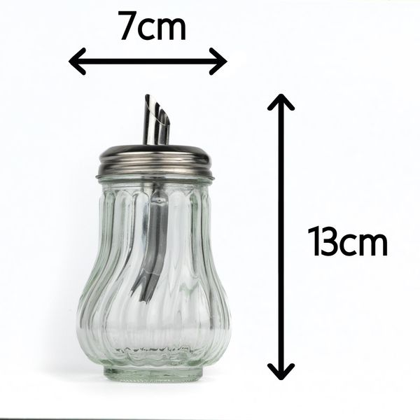 TIJAR Glass Sugar Dispenser Pourer, Retro Style Sugar Jar Decanter Cafe Bistro Restaurant Sugar Shaker Bowl (Glass Dispenser)