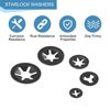 sourcing map 125Pcs Internal Tooth Washers Assortment Kit, 65Mn Tooth locking Ring Washers Quick Speed Nut ing Fastener, 5 Size, Black