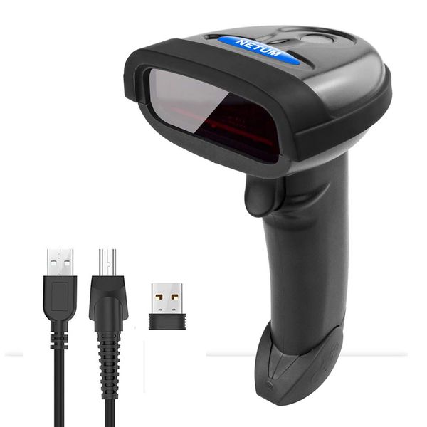 NETUM Wireless Barcode Scanner 2 in 1 2.4G Wireless & USB Wired 1D Laser Barcode Reader Handheld Barcode Reader Cordless Rechargeable für Computer MAC Laptop (NT-1698W)