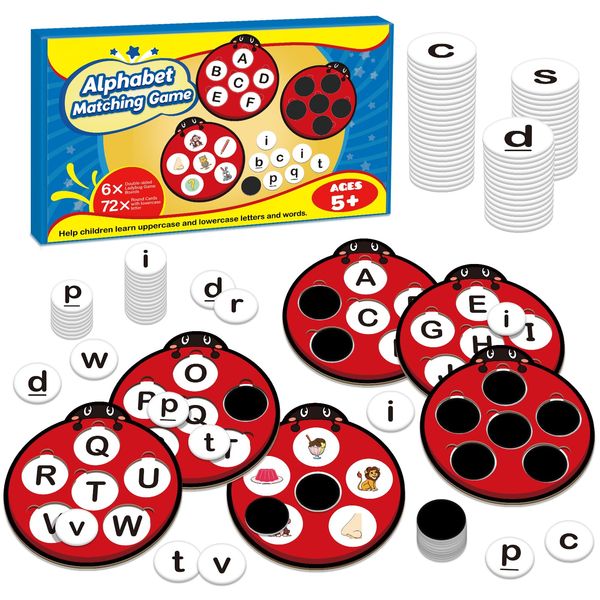 SkilLify Alphabet Games Letter Learning Toys ABC Flash Cards for Toddler, Speech Therapy Alphabet Matching Game for Kids, Homeschool Supplies Kindergarten Preschool Classroom Must Haves