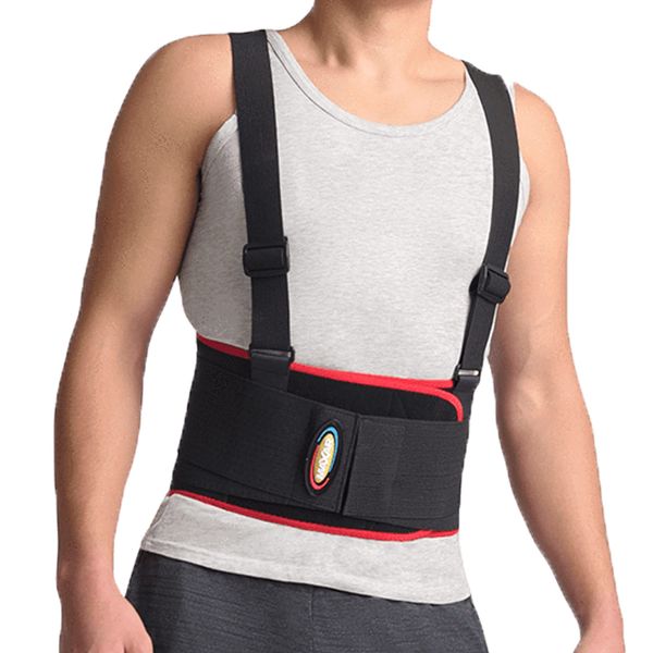 MAXAR Deluxe Industrial Back Brace for Lower Back Pain Women & Men - Back Support Belt for Immediate Relief from Sciatica, Herniated Disc, Scoliosis - Lumbar Support with Removable Suspenders/Straps