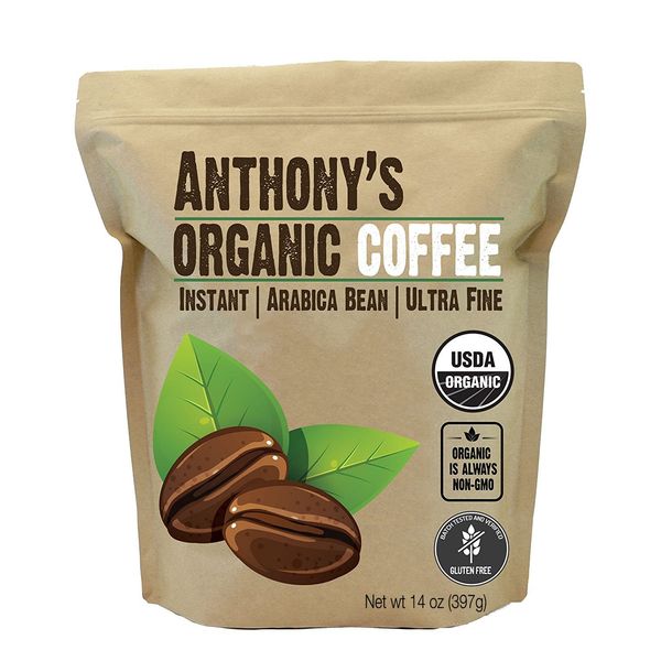 Anthony's Organic Instant Coffee,14oz, Ultra Fine Microground, Gluten Free, Arabica, Non GMO