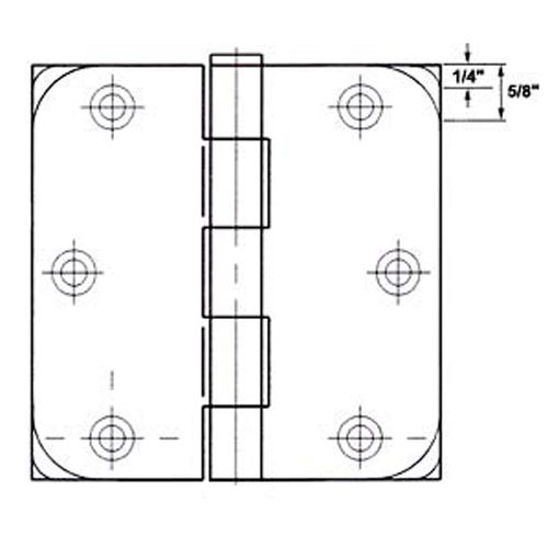 GlideRite Hardware 3-1/2" Steel Door Hinges, 1/4" Corner Radius, Matte Black Finish - 3514-MB (50-Pack)