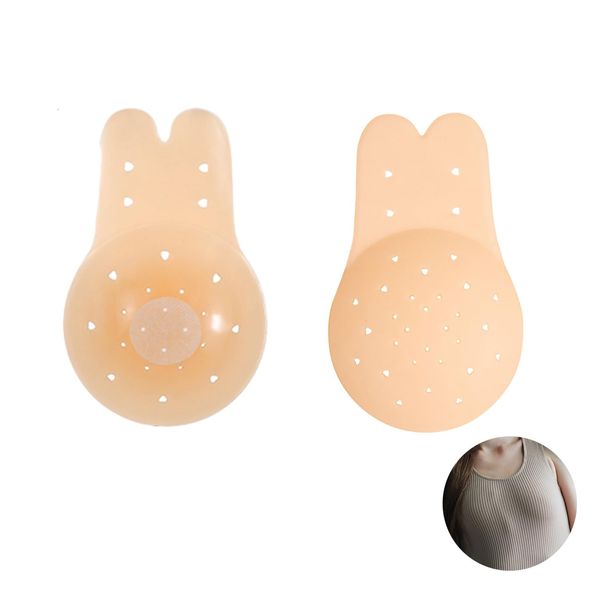 SYQZMYA Nippelpads Silikon Unsichtbare UltraDünne Klebe BH push up Wasserfest Schweißfest Nipple Cover Fashion Strapless bra Wiederverwendbare Waschbar Hypoallergen Brüste BHS Geeignet für Damen