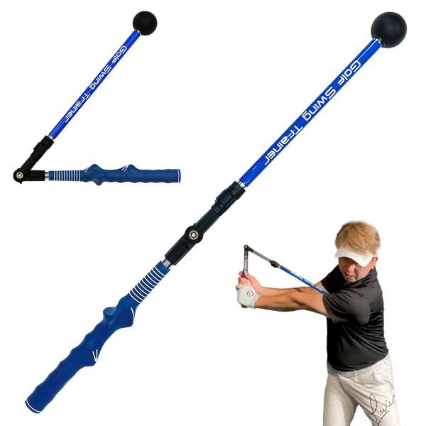 GolfStyle Golf Swing Practice Equipment, Swing Trainer, Swing Trainer, Foldable, Stretchable, Swing Practice, Golf Practice Equipment, Training Equipment, Indoor, Outdoor, Adjustable (Blue)