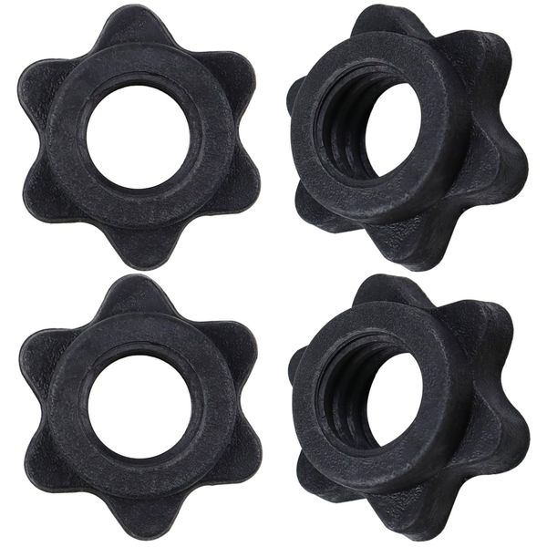 Fofuyim 4Pcs Anti-Slip Dumbbell Clips, Plastic Barbell Clips Hex Dumbbell Screw Ends, Spin-Lock Barbell Collars, Dumbbell Hex Nut